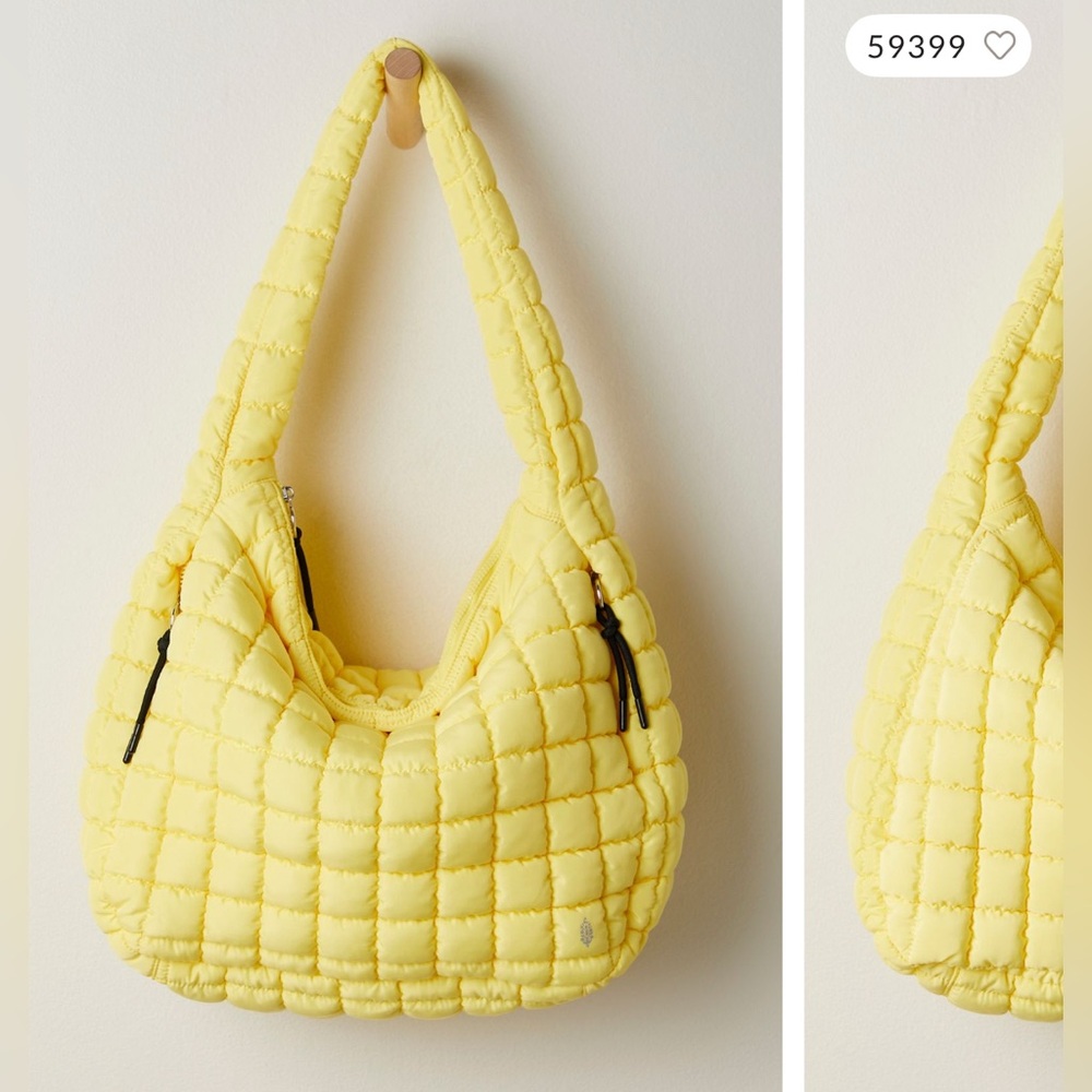 NWT Free People FP Movement Quilted Carryall Bag - sour citrus yellow - One Size - Picture 3 of 8